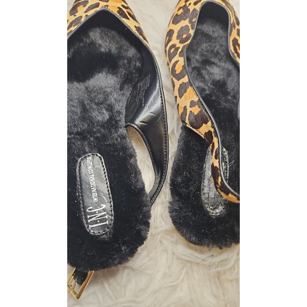 INC International Concepts Leopard Print Slingback Mules - Faux Fur - Size 7M - Picture 6 of 6